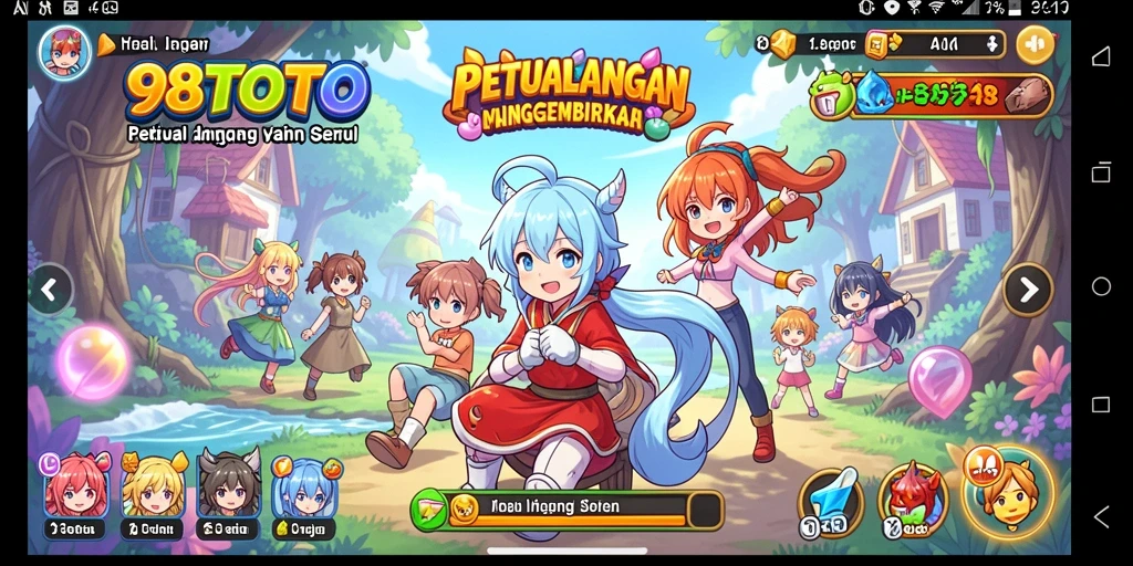 Screenshot 98TOTO menampilkan karakter anime dalam aksi seru.