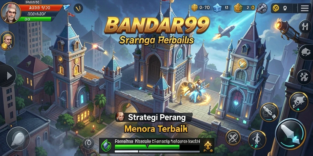 Tampilan aksi seru dalam permainan Tower Defense BANDAR99.