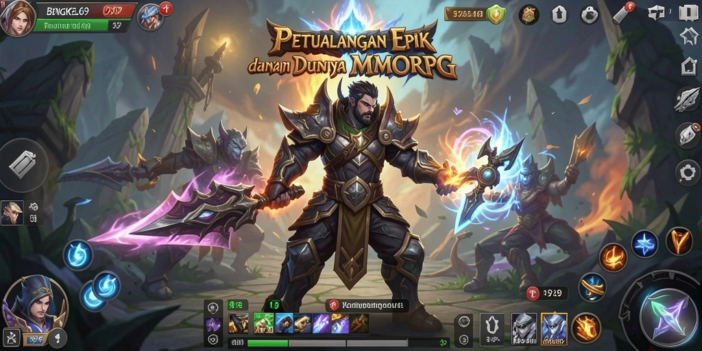 Tampilan gameplay BENGKEL69 yang menakjubkan saat bertarung di dunia MMORPG.