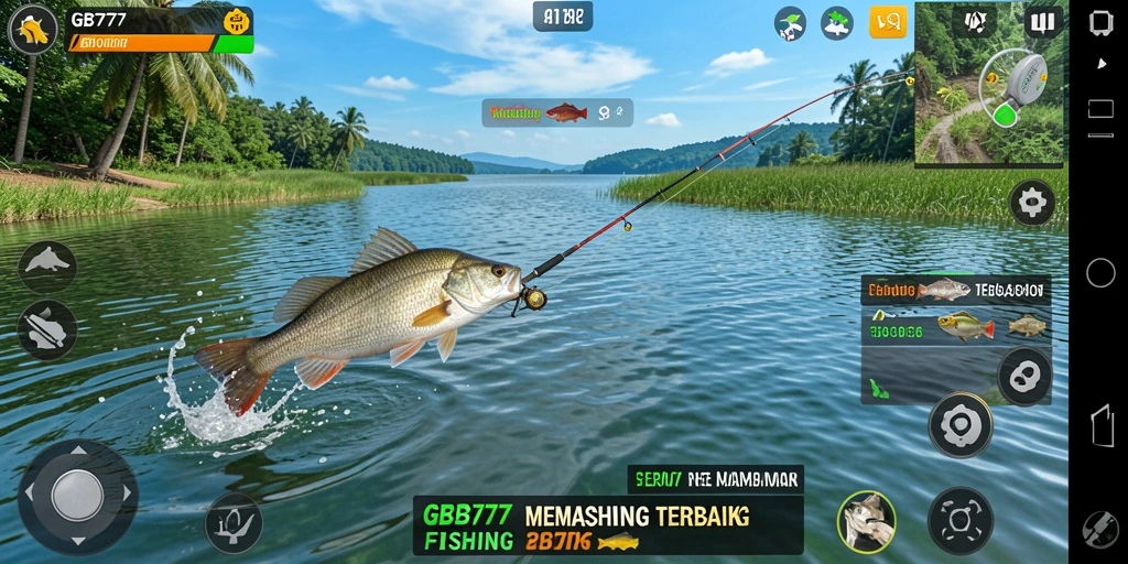 Screenshot gameplay GB777 dengan aksi memancing yang seru.