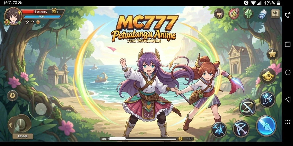 Tampilan gameplay seru dari MC777 dengan karakter Anime menarik.