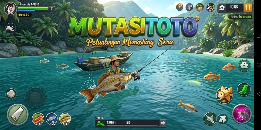 Screenshot gameplay Fishing menampilkan suasana memancing yang menyenangkan.
