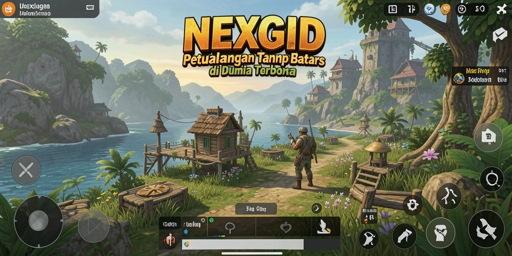 Screenshot gameplay NEXGID dengan pemandangan dunia terbuka yang menakjubkan.