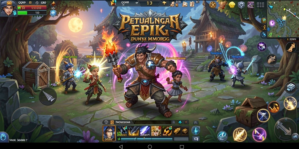 Tampilan gameplay intens dari QQRP dalam dunia MMORPG.